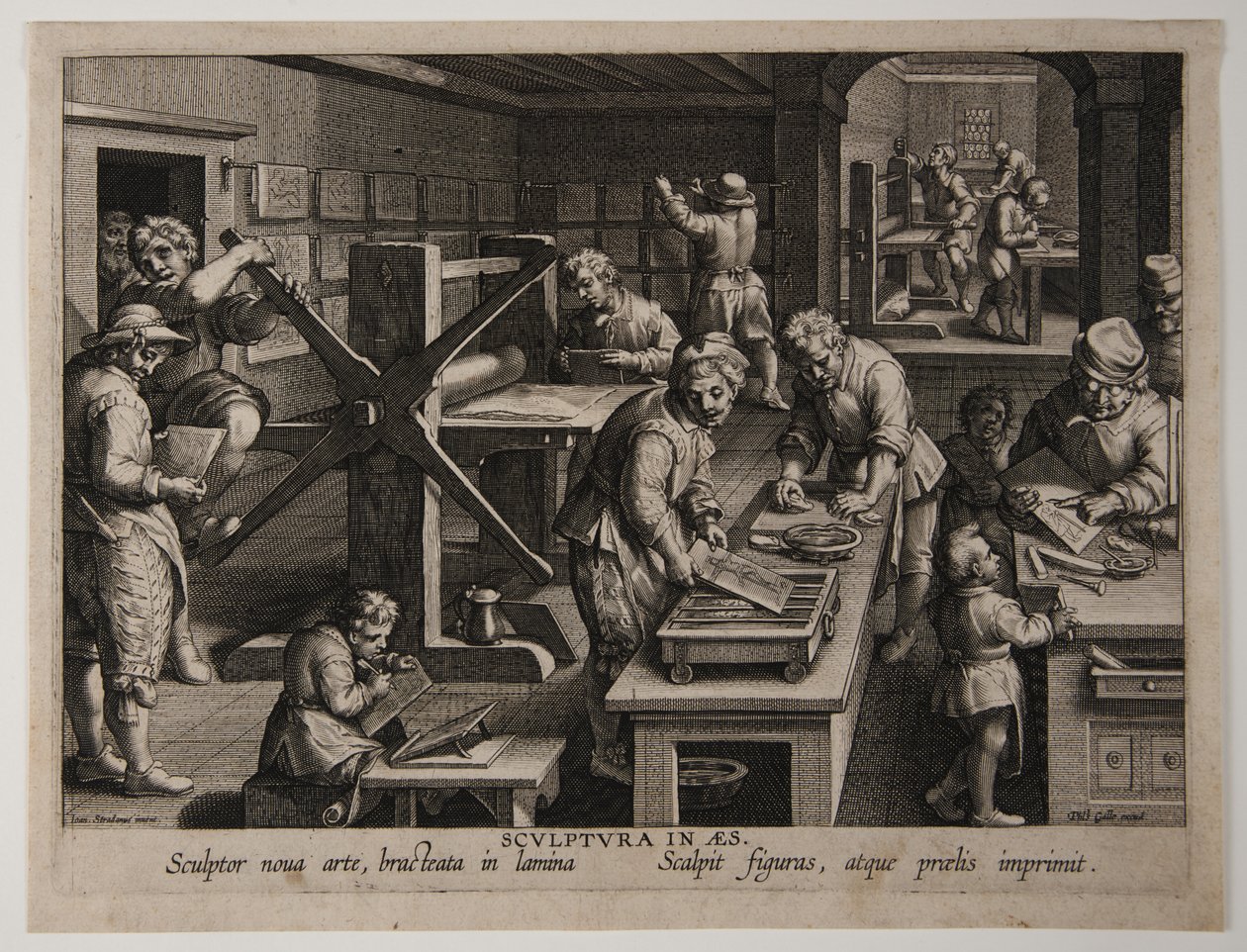 Die Erfindung der Kupferstichgravur, ca. 1591 von Philips Galle
