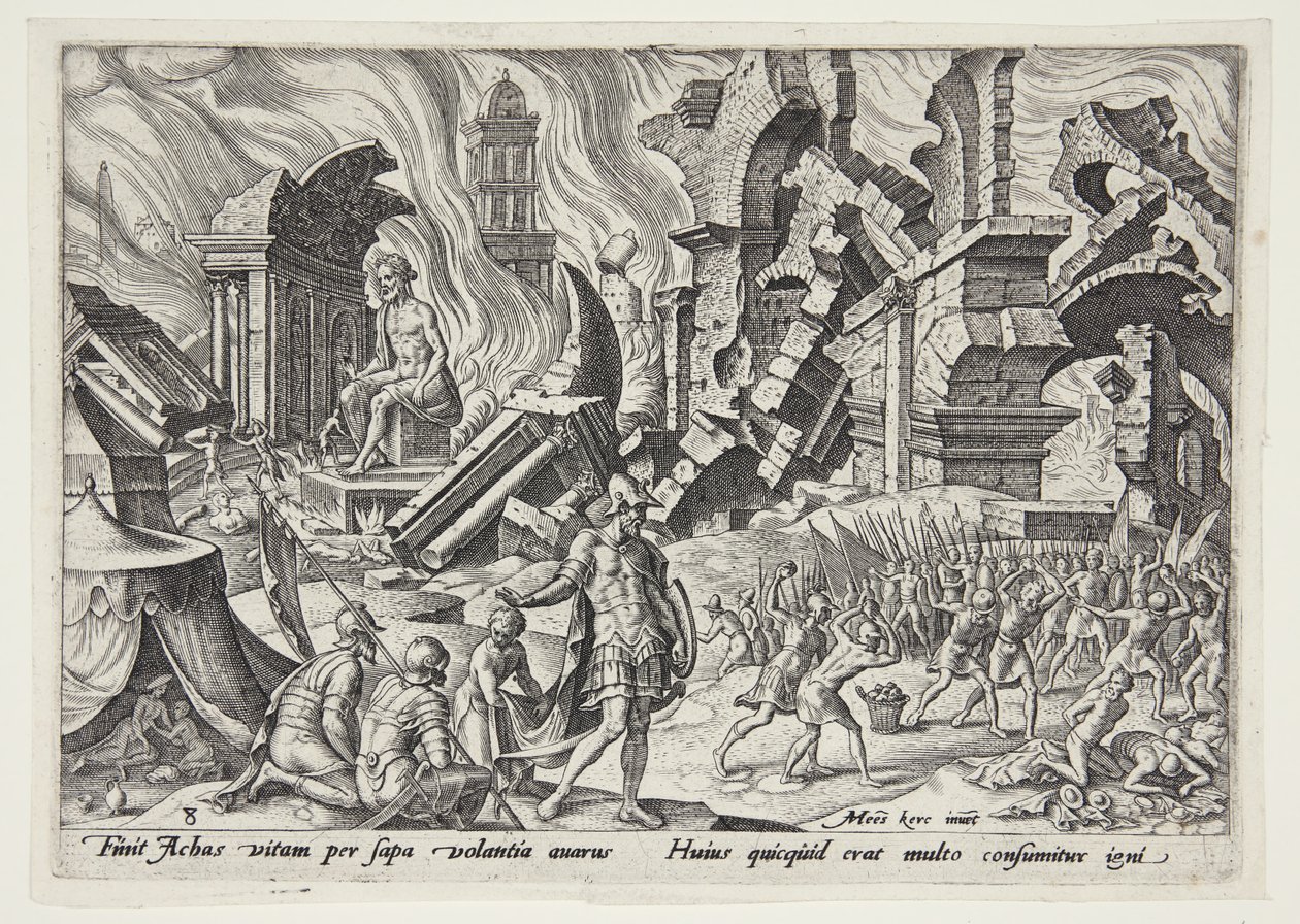 Die Zerstörung von Ai und die Steinigung von Achan von Philips Galle