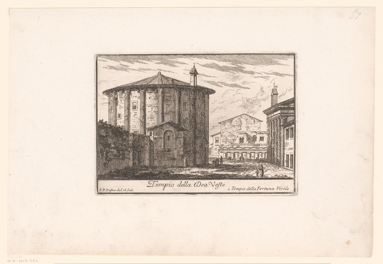 Zicht op de Tempel van Vesta von Philothée Francois Duflos