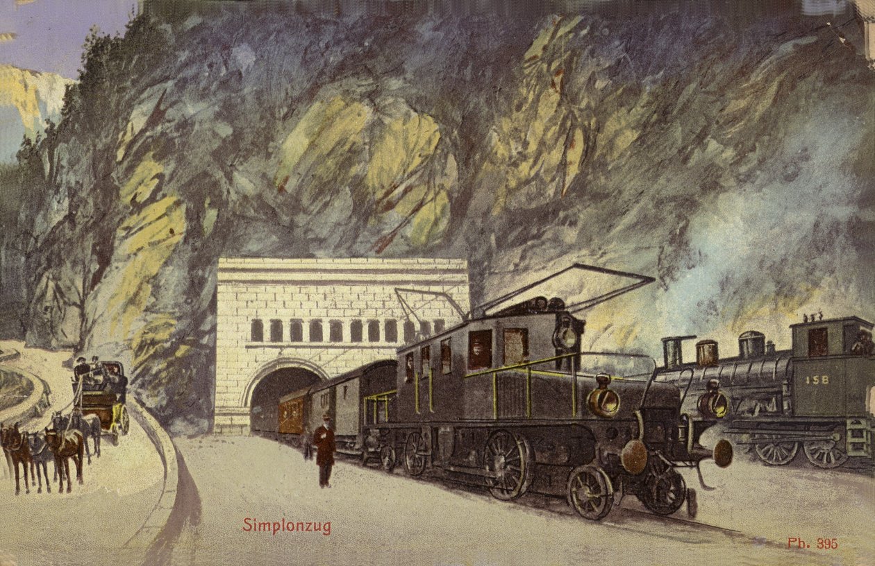 Zug am Eingang des Simplontunnels von Photographer Swiss