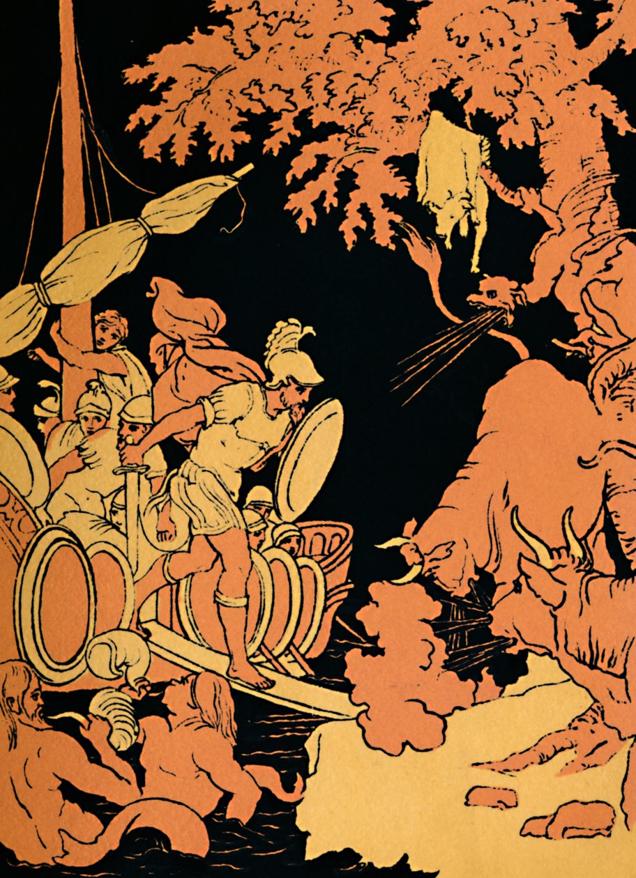 Die feueratmenden Stiere, 1880 von Picart