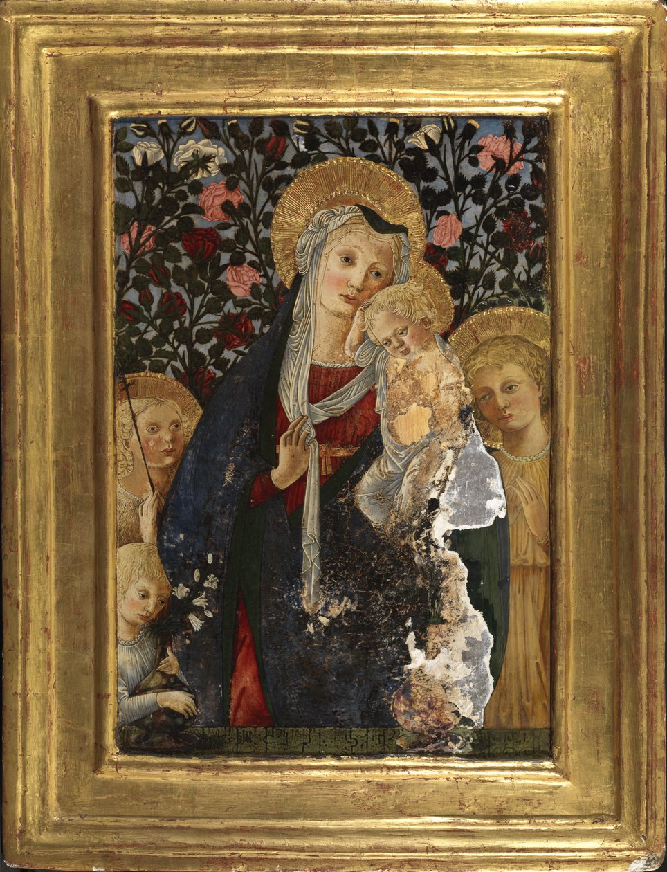 Jungfrau und Kind mit dem kleinen Johannes dem Täufer, der heiligen Elisabeth und einem Kind mit einer Vase Lilien, 1450-59 von Pier Francesco Fiorentino