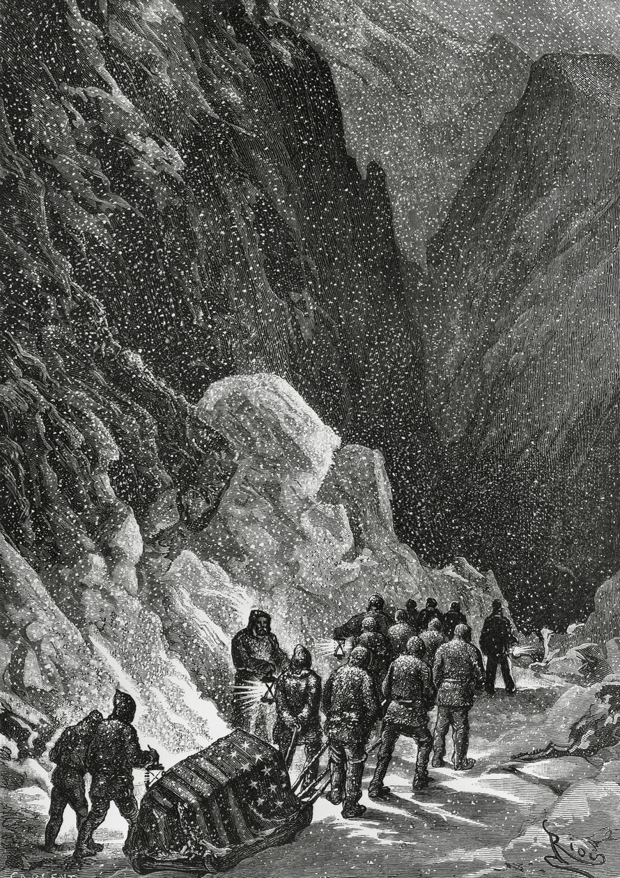 Begräbnis von Kapitän Charles Francis Hall (1821-1871), amerikanischer Entdecker, Grönland, November 1871, Polaris-Expedition von Blaise Nicolas Le Sueur