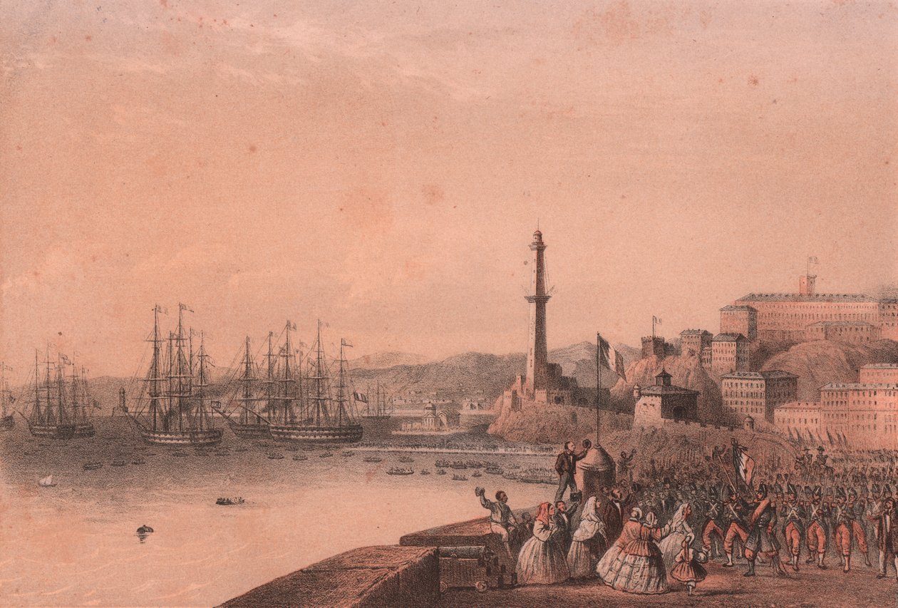 Landung französischer Truppen in Genua, Ligurien von Blaise Nicolas Le Sueur