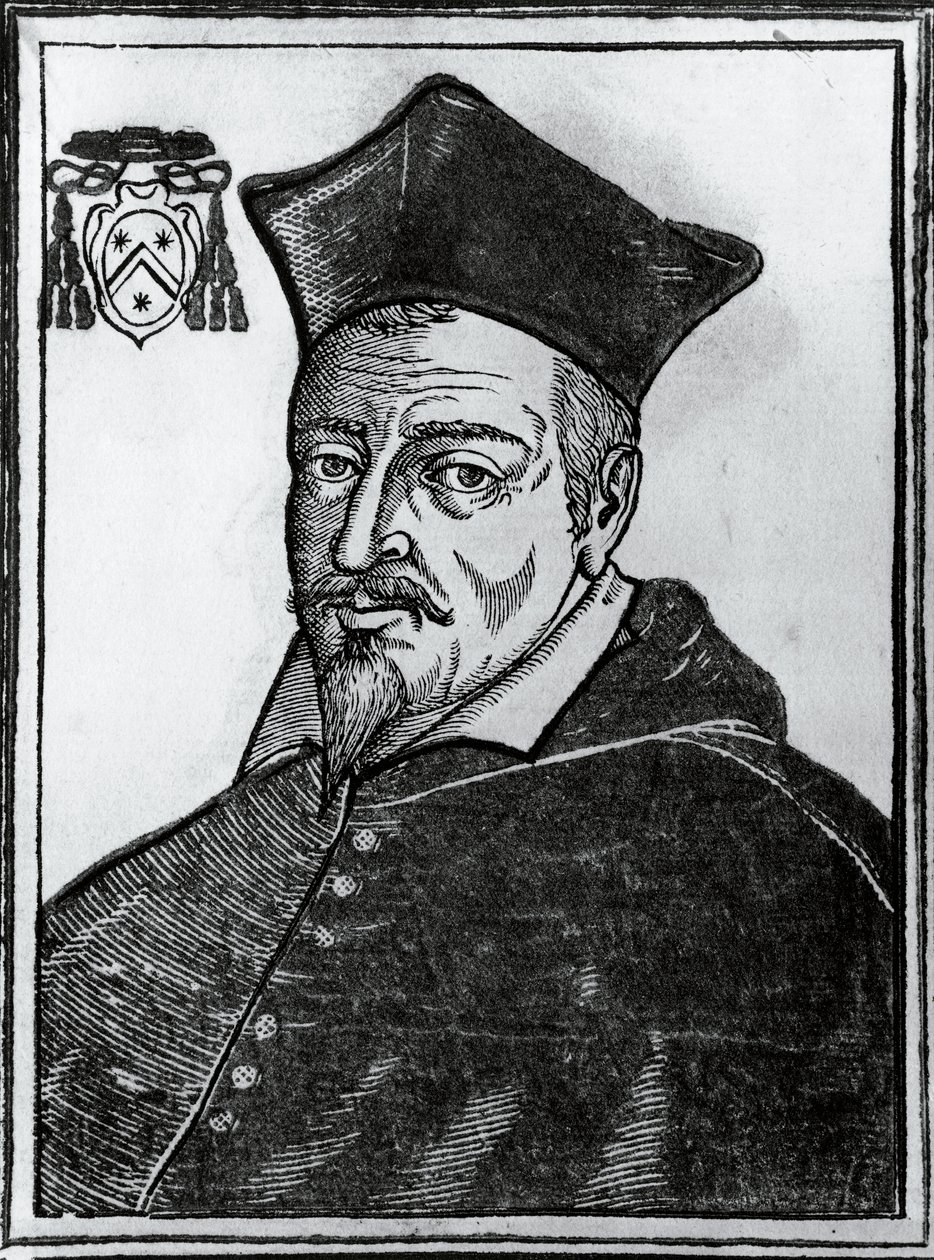 Porträt von Pierre de Bérulle (1575-1629), französischer katholischer Theologe und Kardinal, Druck von Blaise Nicolas Le Sueur
