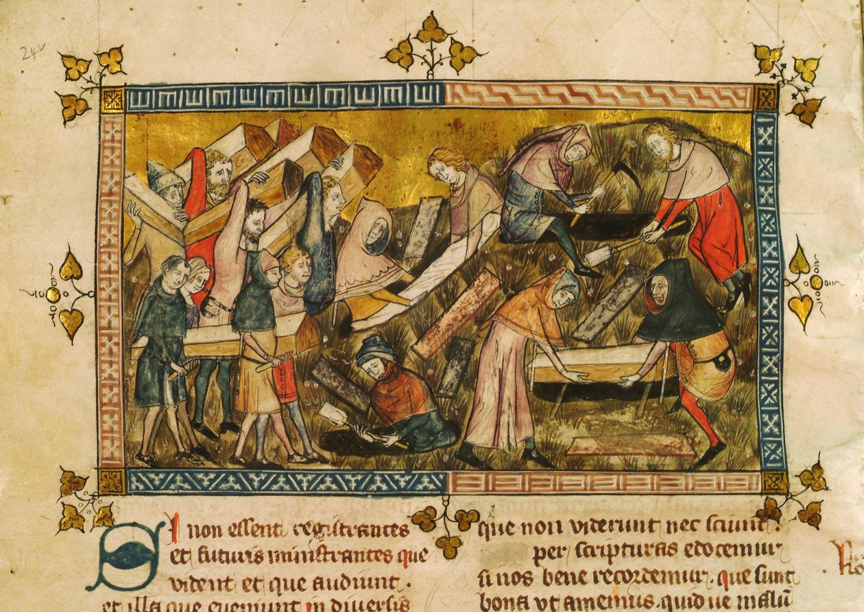 Das Begräbnis der Pestopfer in Tournai von Pierart dou Tielt