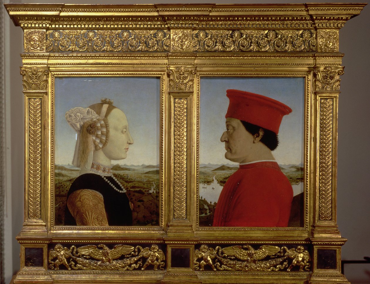 Porträts von Herzog Federico da Montefeltro und Battista Sforza, ca. 1465 von Piero della Francesca