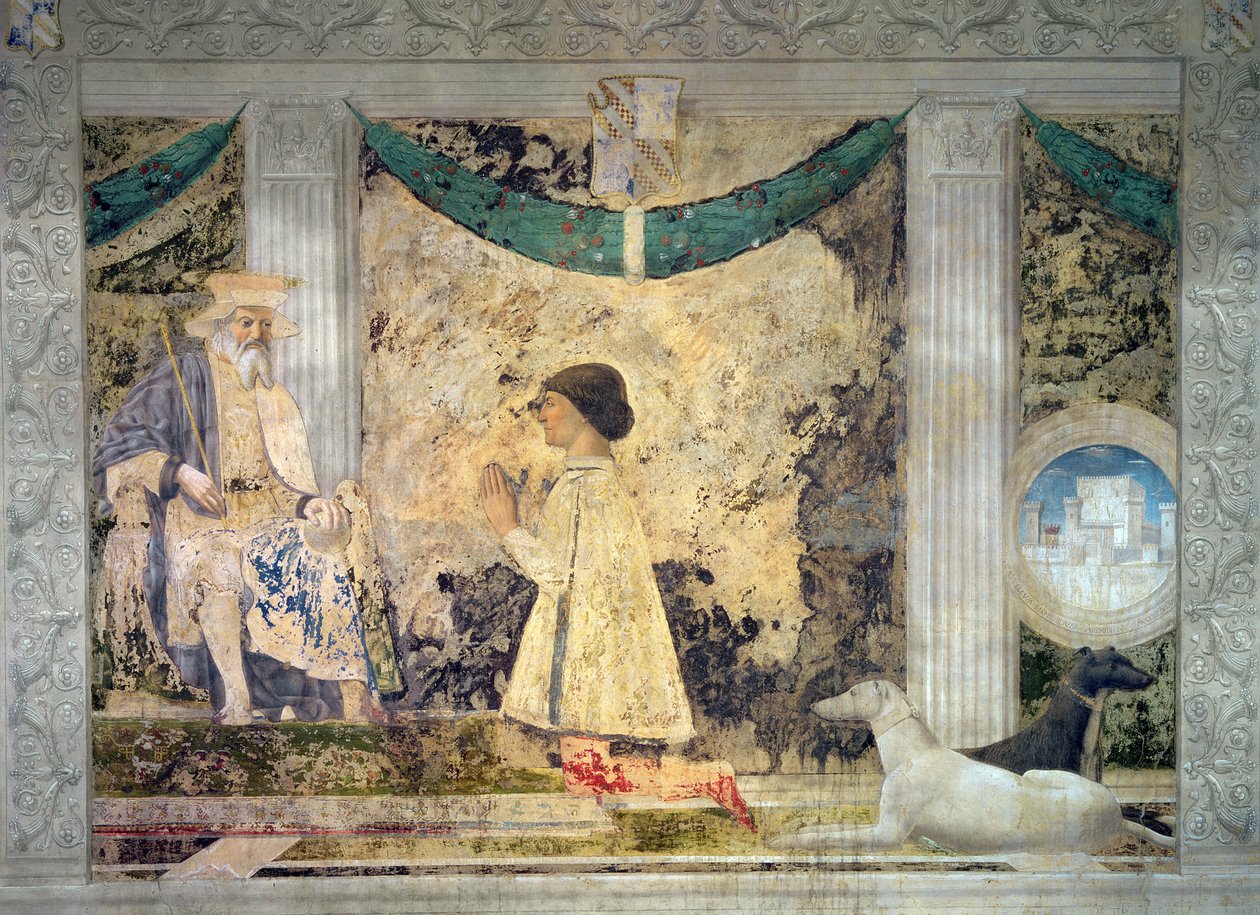Sigismondo Malatesta (gest. 1468) kniend vor seinem Schutzpatron, St. Sigismund von Burgund, 1451 von Piero della Francesca