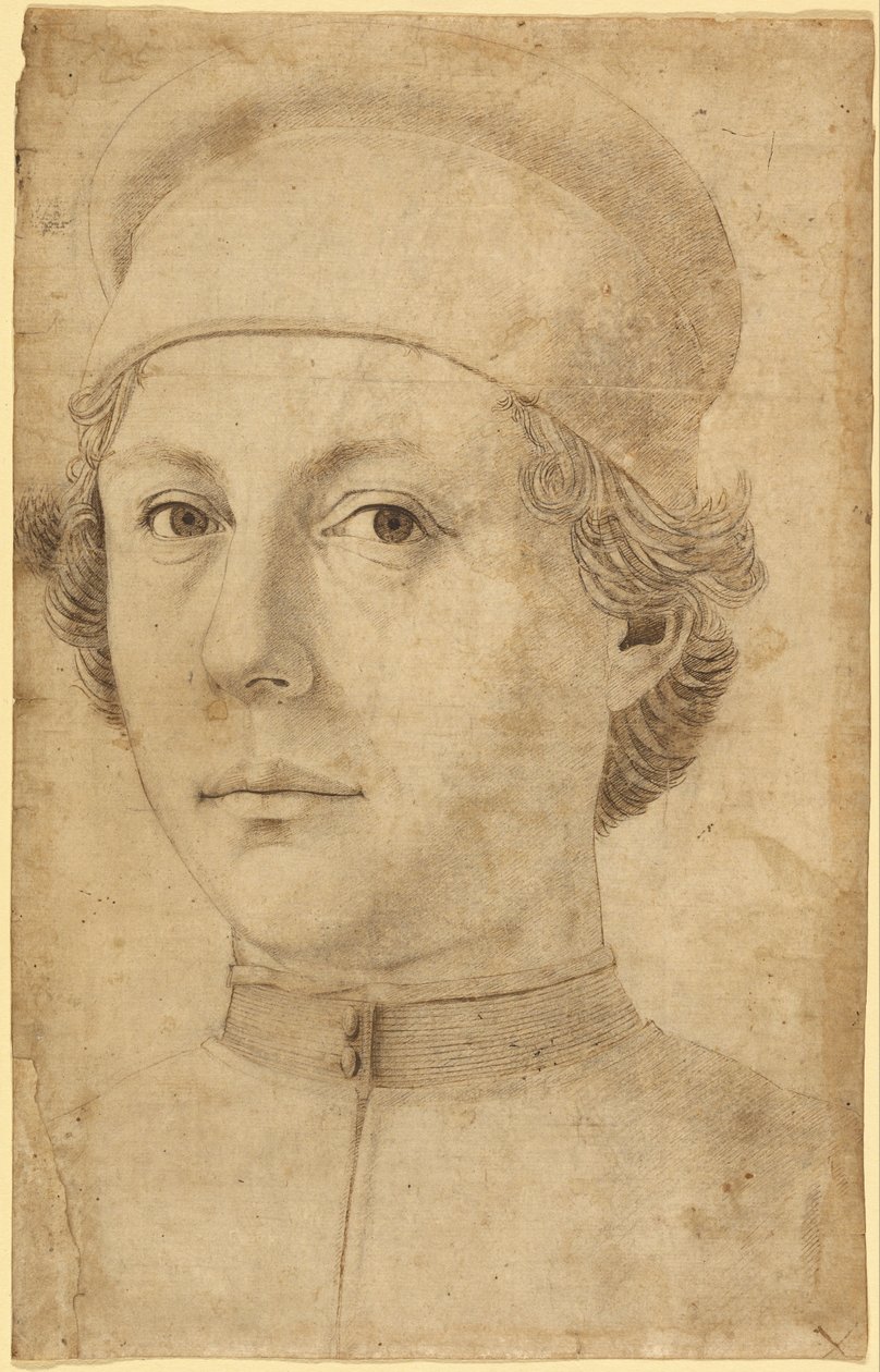 Porträt eines jungen Mannes, Kopf und Schultern, mit Mütze von Piero del Pollaiolo