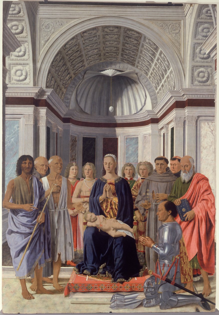 Madonna mit Kind und Heiligen, Engeln und Federico da Montefeltro von Piero dellaFrancesca