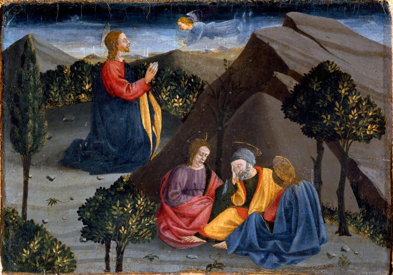 Polyptychon der Barmherzigkeit: Gebet im Garten Gethsemane von Piero della (school of) Francesca
