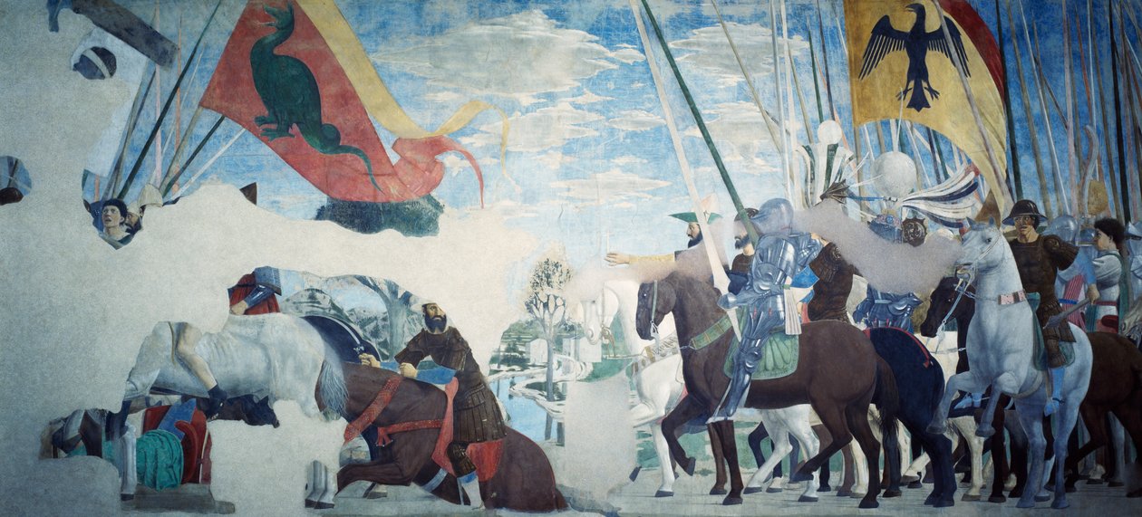 Detail aus der Legende vom Wahren Kreuz, das den Sieg von Konstantin zeigt von Piero della Francesca