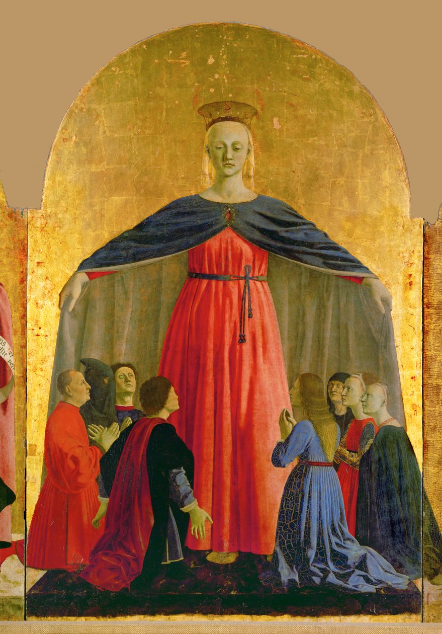 Heilige Maria "della Misericordia", Mittelstück des Polyptychons für die "Confratelli della Misericordia" von Piero della Francesca