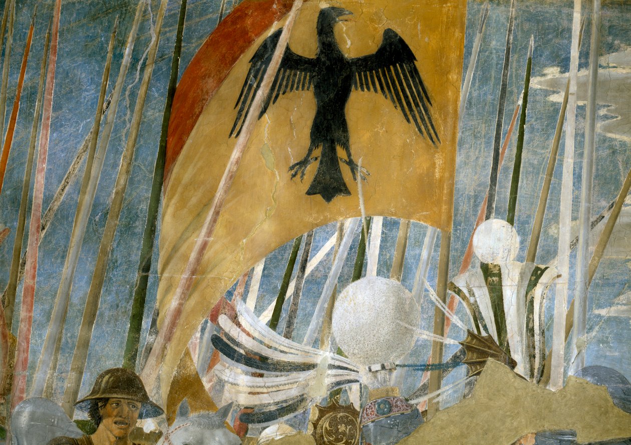 Die Legende vom Wahren Kreuz, der Sieg Konstantins in der Schlacht an der Milvischen Brücke (Detail) von Piero della Francesca
