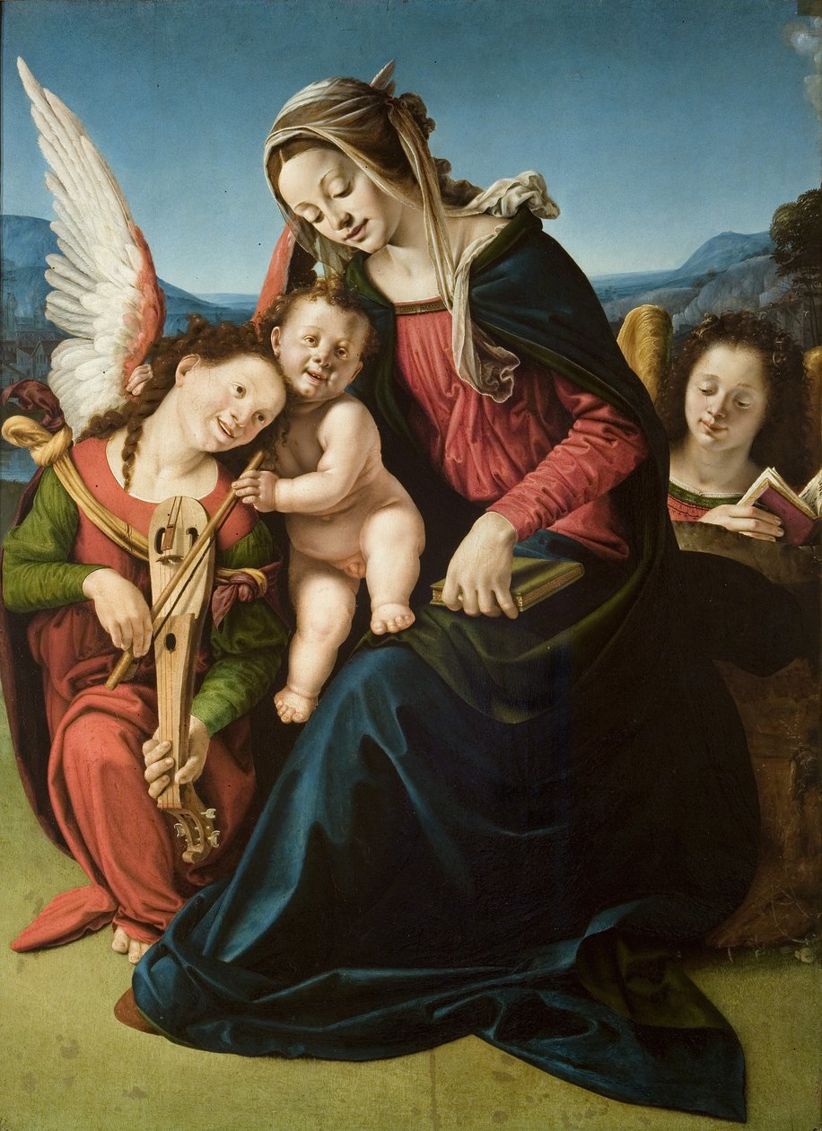 Die Jungfrau und das Kind mit zwei Engeln, ca. 1507 von Piero di Cosimo