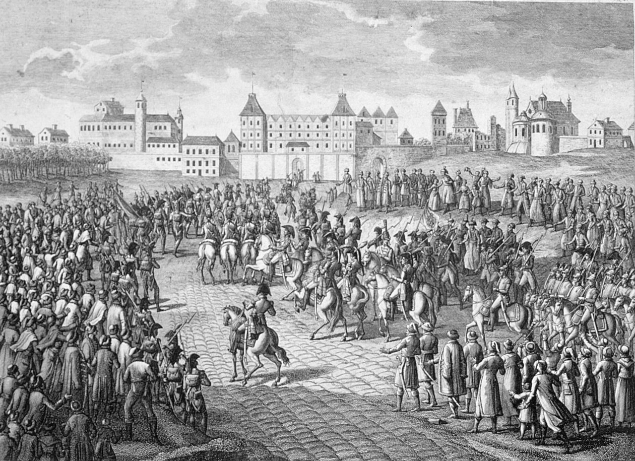 Triumphaler Einzug der Franzosen in Warschau, 28. November 1806 von Pierre Adrien Le Beau
