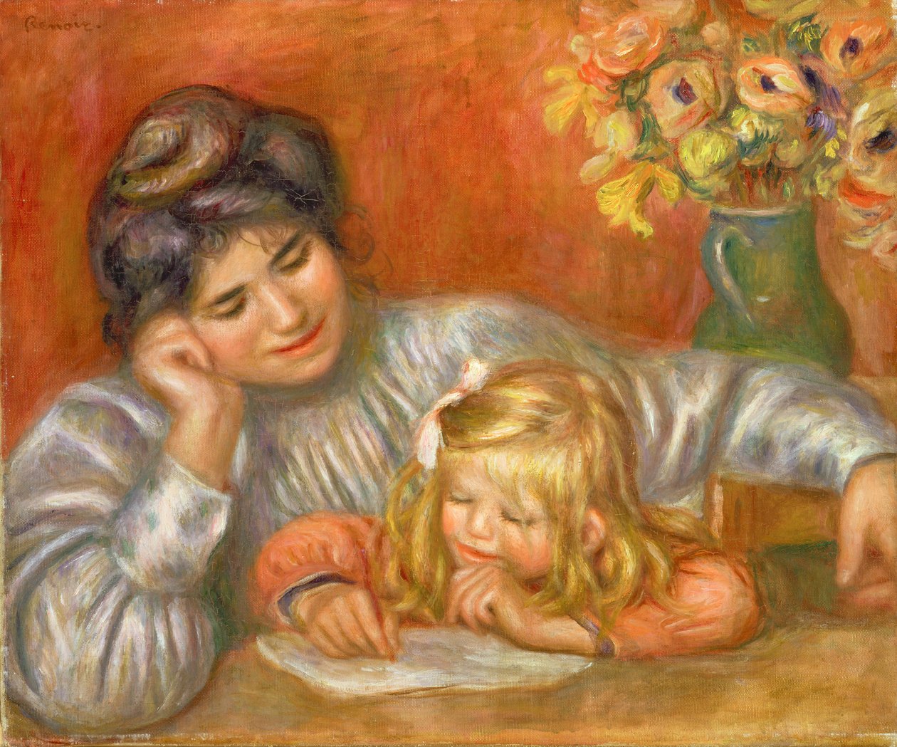 Schreibstunde (Gabrielle und Claude), 1905 von Pierre Auguste Renoir