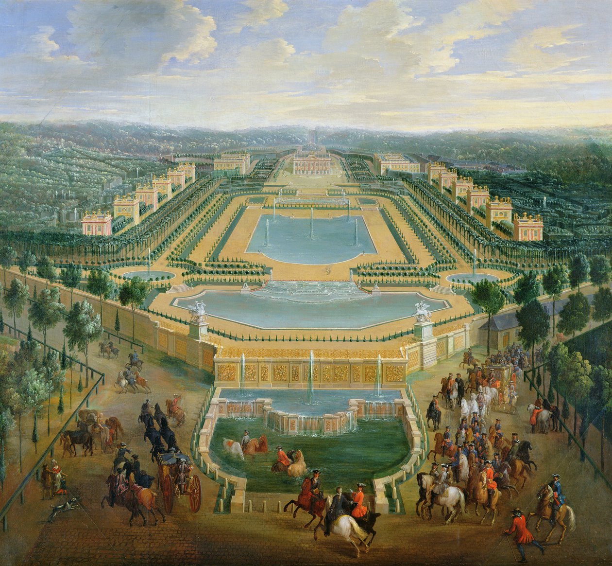 Gesamtansicht des Schlosses und der Pavillons in Marly, 1722 von Pierre Denis Martin