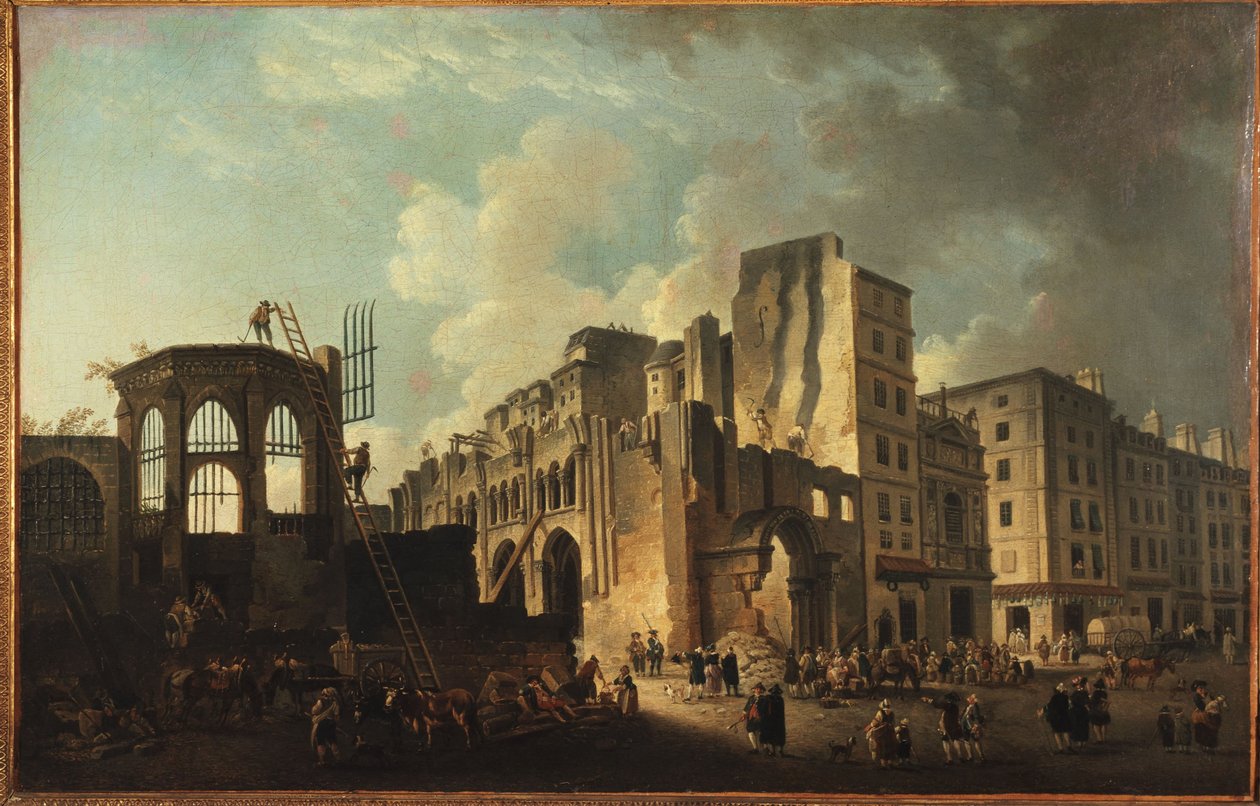 Der Abriss der Kirche der Unschuldigen, Rue Saint-Denis, ca. 1787 von Pierre Antoine Demachy