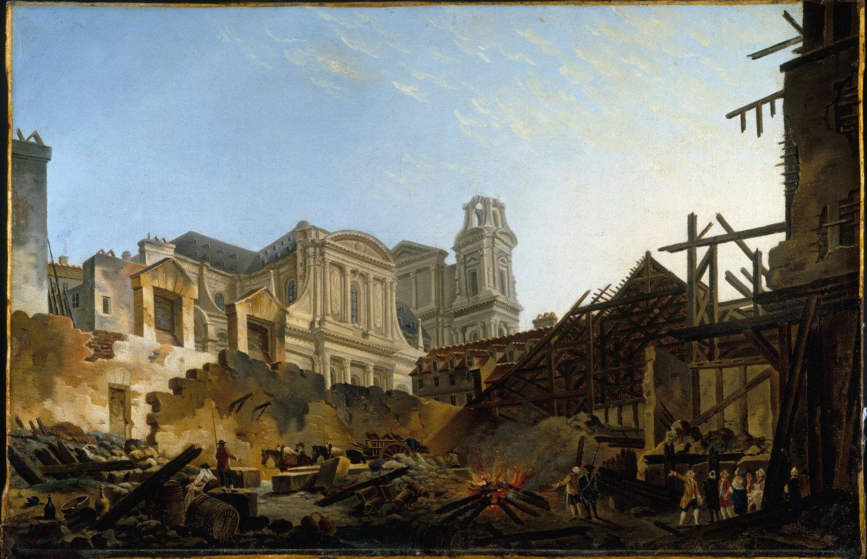 Die Messe Saint-Germain nach dem Brand in der Nacht vom 16. auf den 17. März 1762, um 1762 von Pierre Antoine Demachy