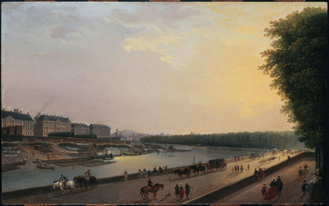 Die Seine an der Grenouillère, Blick von der Uferterrasse der Tuilerien, ca. 1777 von Pierre Antoine Demachy