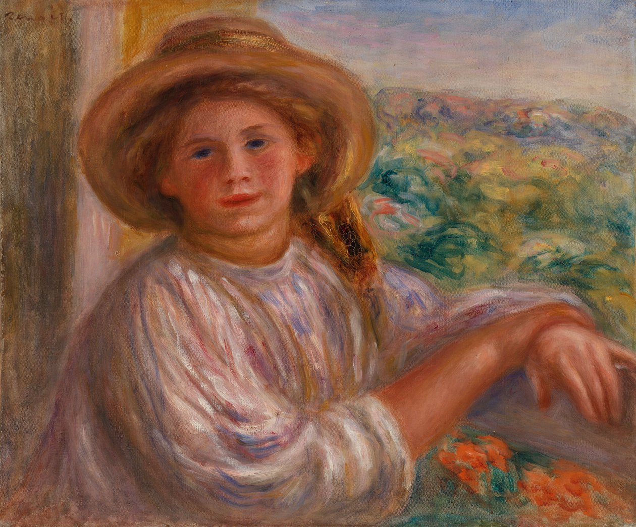 Mädchen auf einem Balkon, Cagnes von Pierre-Auguste Renoir