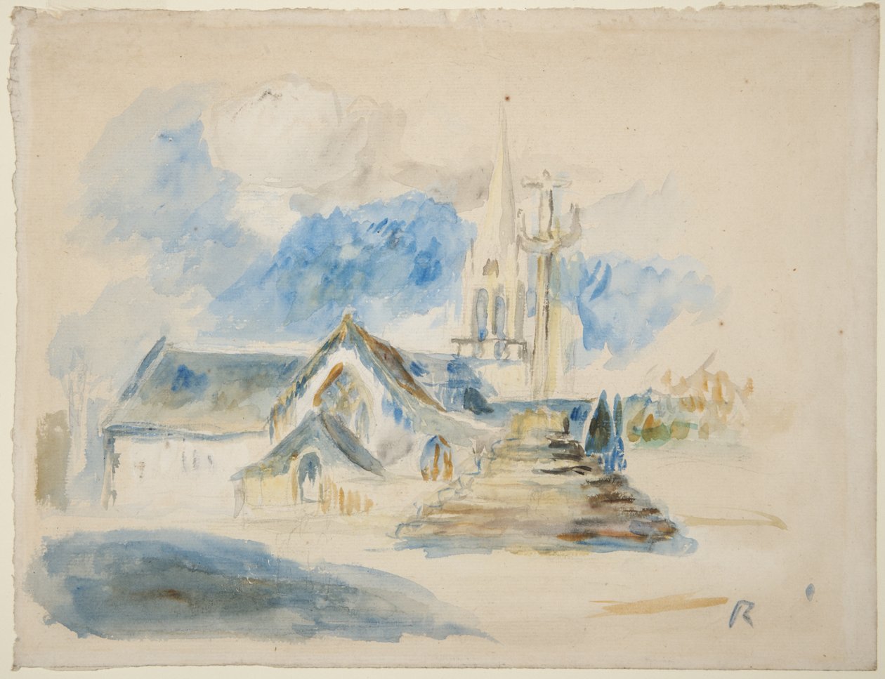 Der Kalvarienberg und die Kirche von Nizon bei Pont-Aven von Pierre-Auguste Renoir