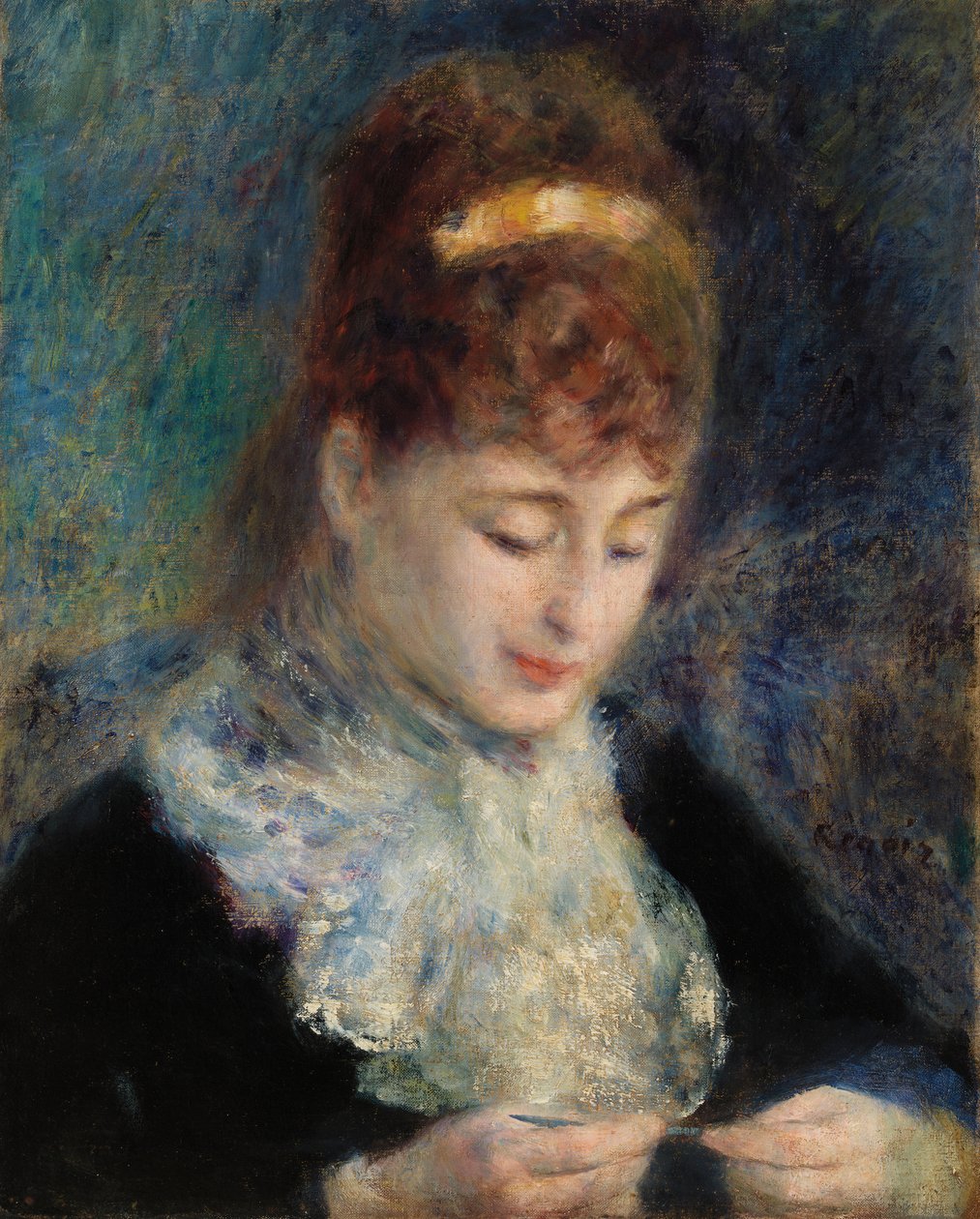 Frau beim Häkeln von Pierre-Auguste Renoir