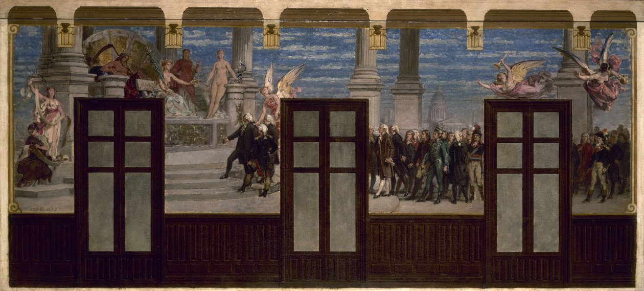 Skizze für das Rathaus des 20. Arrondissements: Die großen Männer der Revolution vor dem Gericht der Nachwelt von Pierre Paul Lêon Glaize