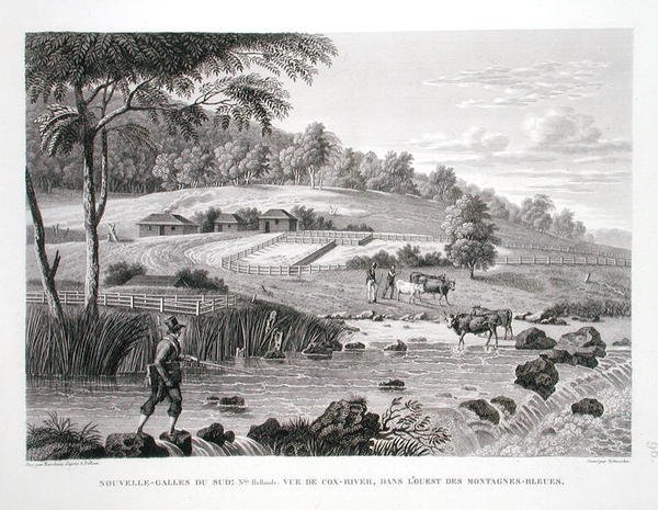 Neusüdwales, Neuholland: Blick auf den Cox River im Westen der Blauen Berge, aus 