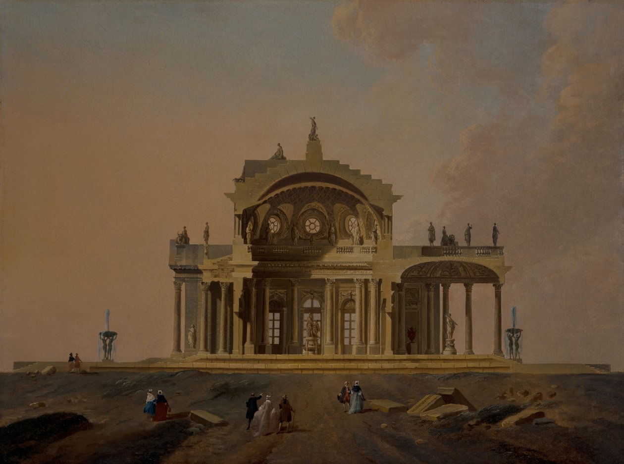 Fantastische Architekturstudien mit Figuren von Pierre Antoine Demachy