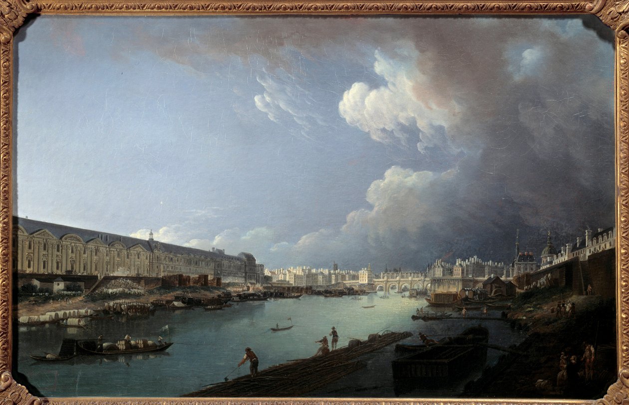 Ansicht des Louvre und der Île de la Cité vom Pont Royal von Pierre Antoine Demachy