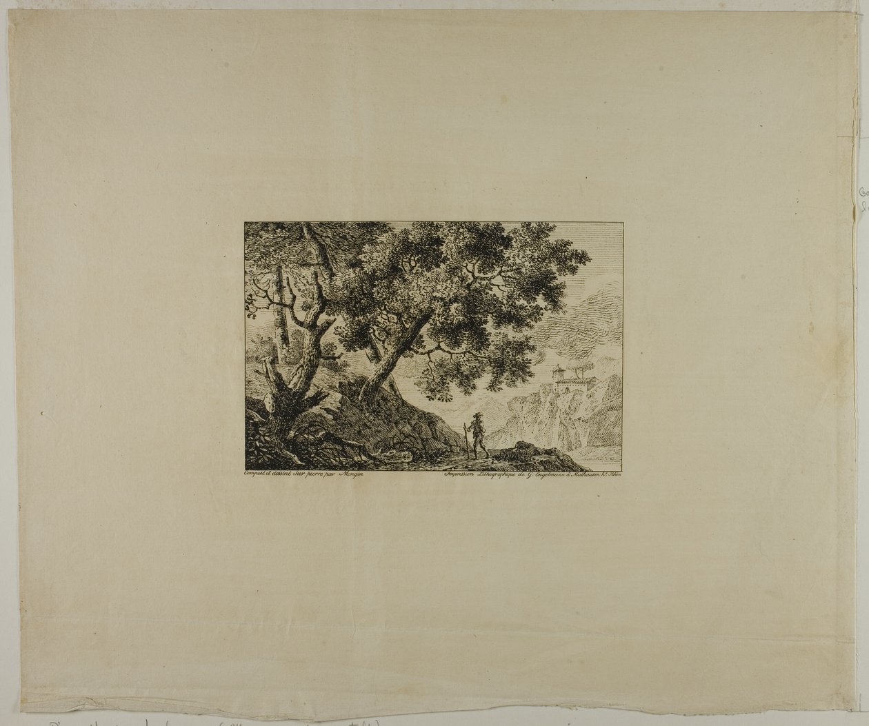 Landschaft mit Mann, der einen Stab trägt von Pierre Antoine Mongin