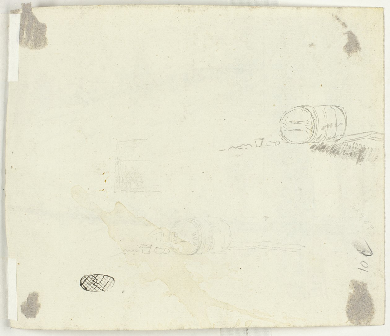Skizzen eines Fasses und anderer Objekte von Pierre Antoine Mongin