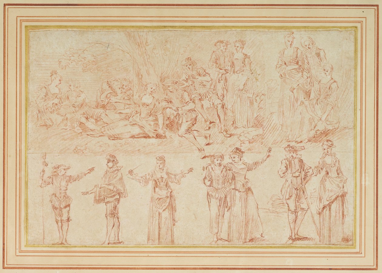 Zwei Fêtes galantes und Studien einzelner Figuren und Paare von Pierre Antoine Quillard