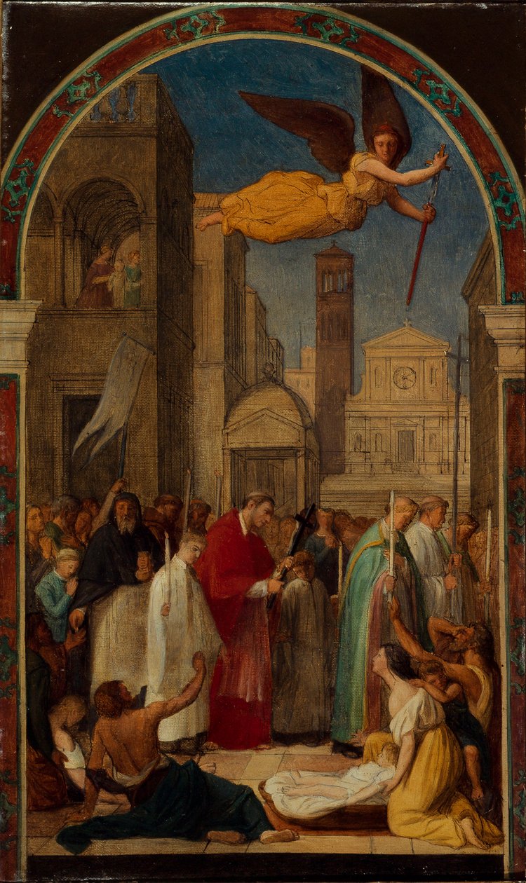 Prozession des Heiligen Karl Borromäus während der Pest von Mailand, 1861 von Pierre Auguste Pichon