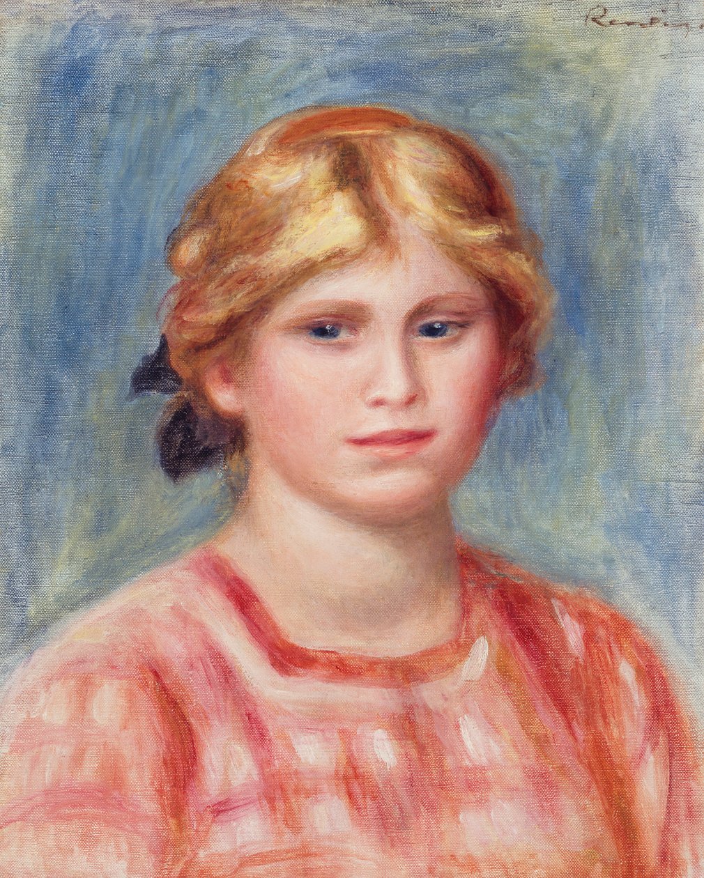 Büste einer Frau mit rosa Bluse, 1905 von Pierre Auguste Renoir