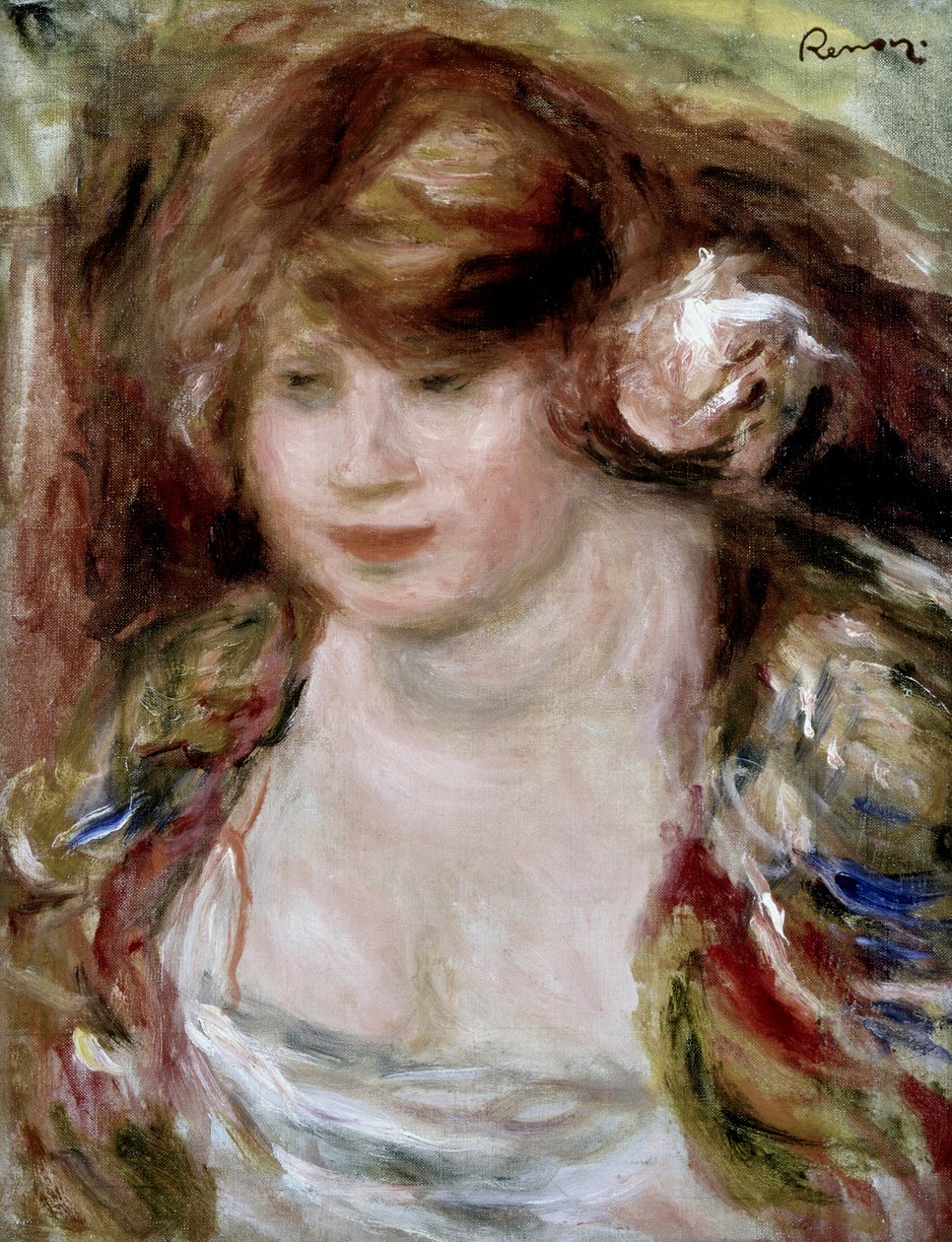 Frau mit der Rose von Pierre Auguste Renoir