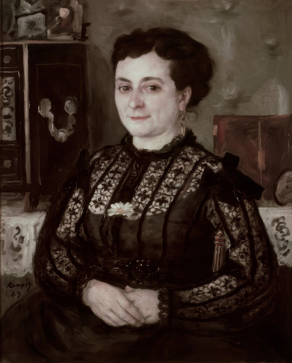 Frau mit Chantilly-Korsage von Pierre Auguste Renoir