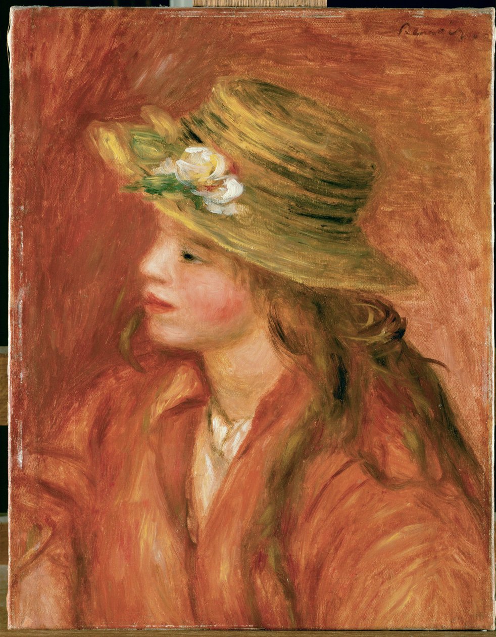 Mädchen mit Strohhut von Pierre Auguste Renoir