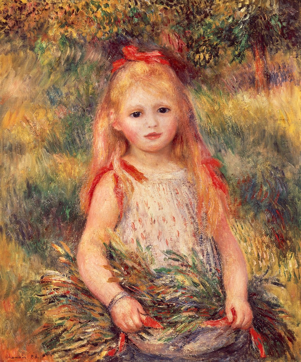 Mädchen mit Getreidebündel von Pierre Auguste Renoir