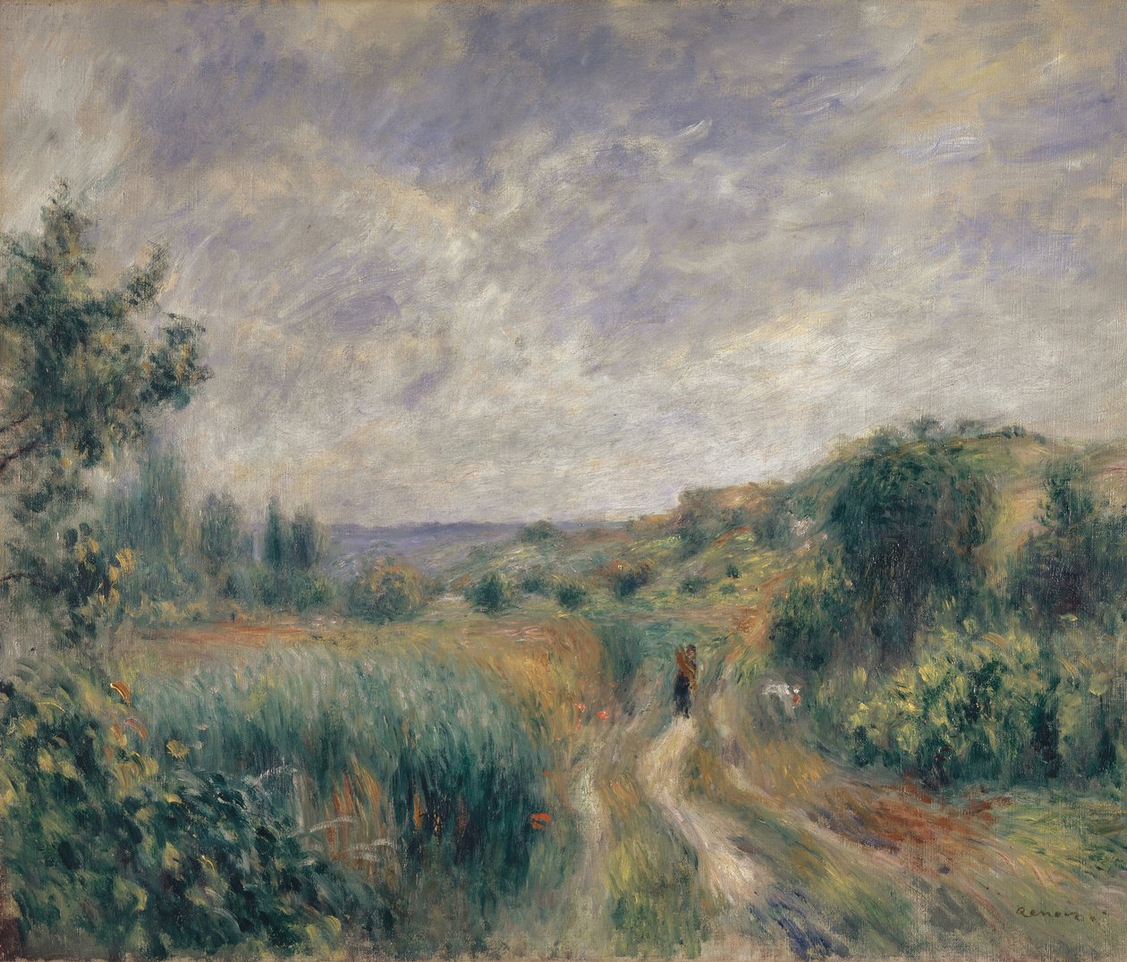Landschaft bei Essoyes Landschaft mit zwei Figuren auf dem Gras von Pierre Auguste Renoir
