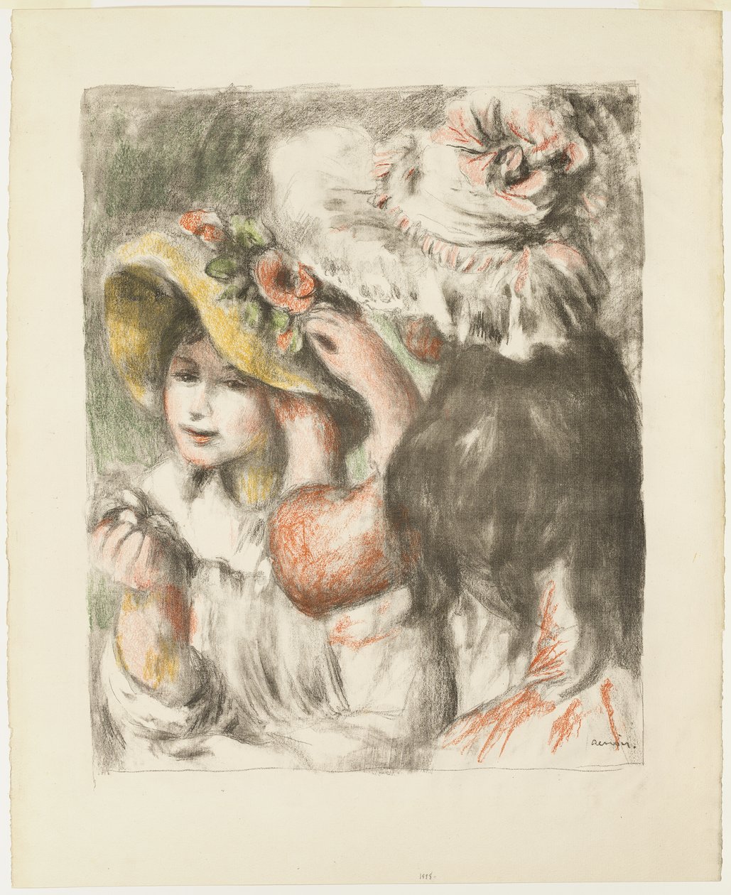 Den Hut anstecken von Pierre-Auguste Renoir