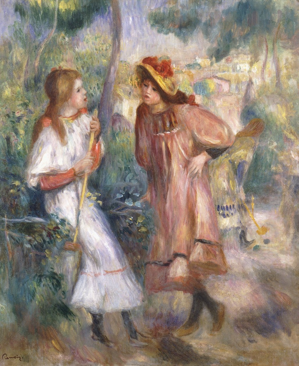 Zwei Mädchen im Garten von Montmartre von Pierre Auguste Renoir