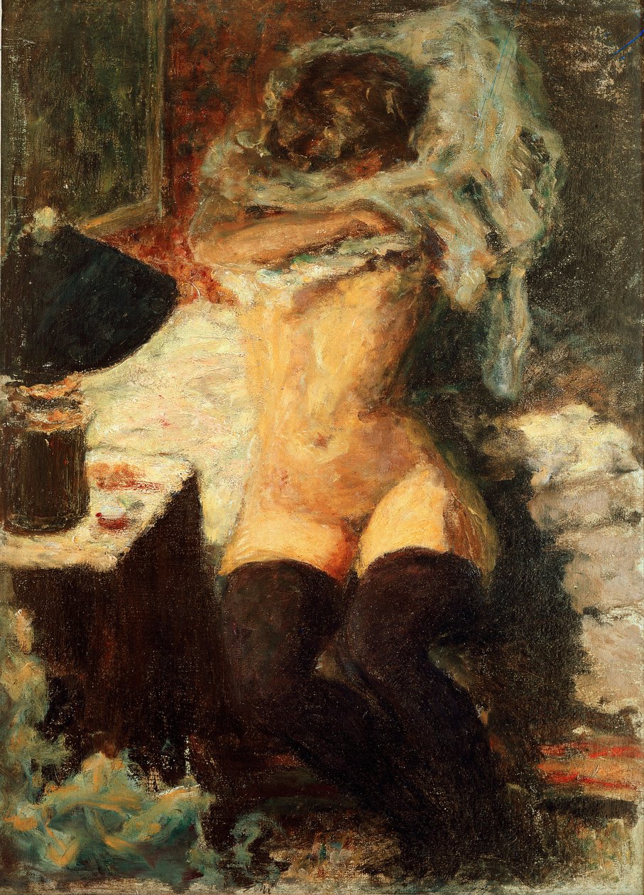 Schwarze Strümpfe Frau zieht sich aus von Pierre Bonnard