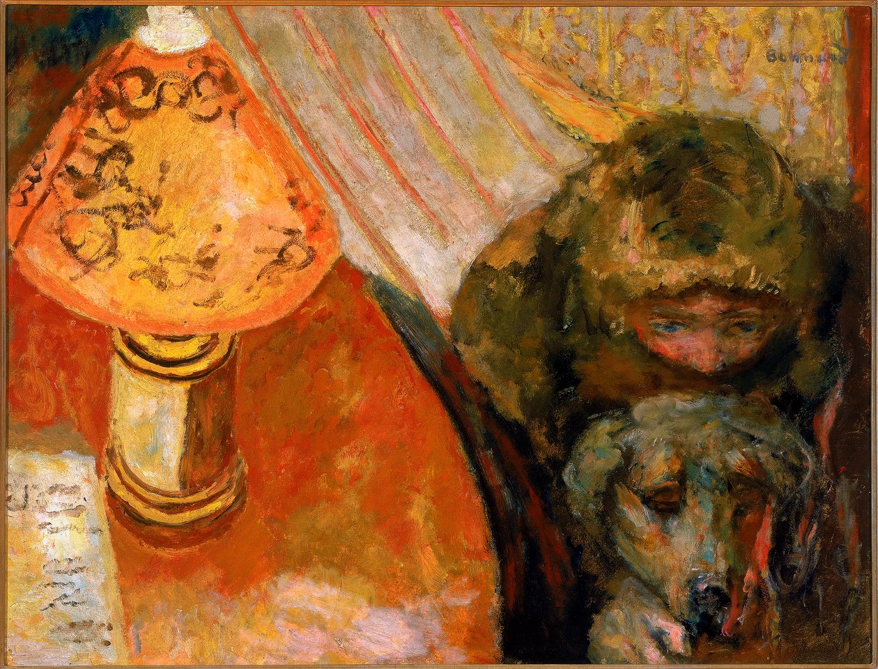 Gemälde eines von Lampenlicht erleuchteten Innenraums von Pierre Bonnard
