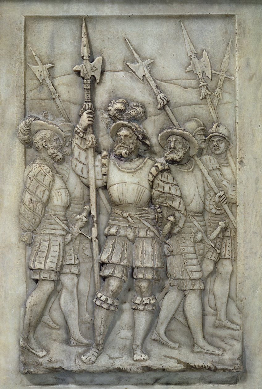 Hellebardiere, Detail vom Grab von Franz I. und Claude de France, in Auftrag gegeben 1548 von Pierre Bontemps