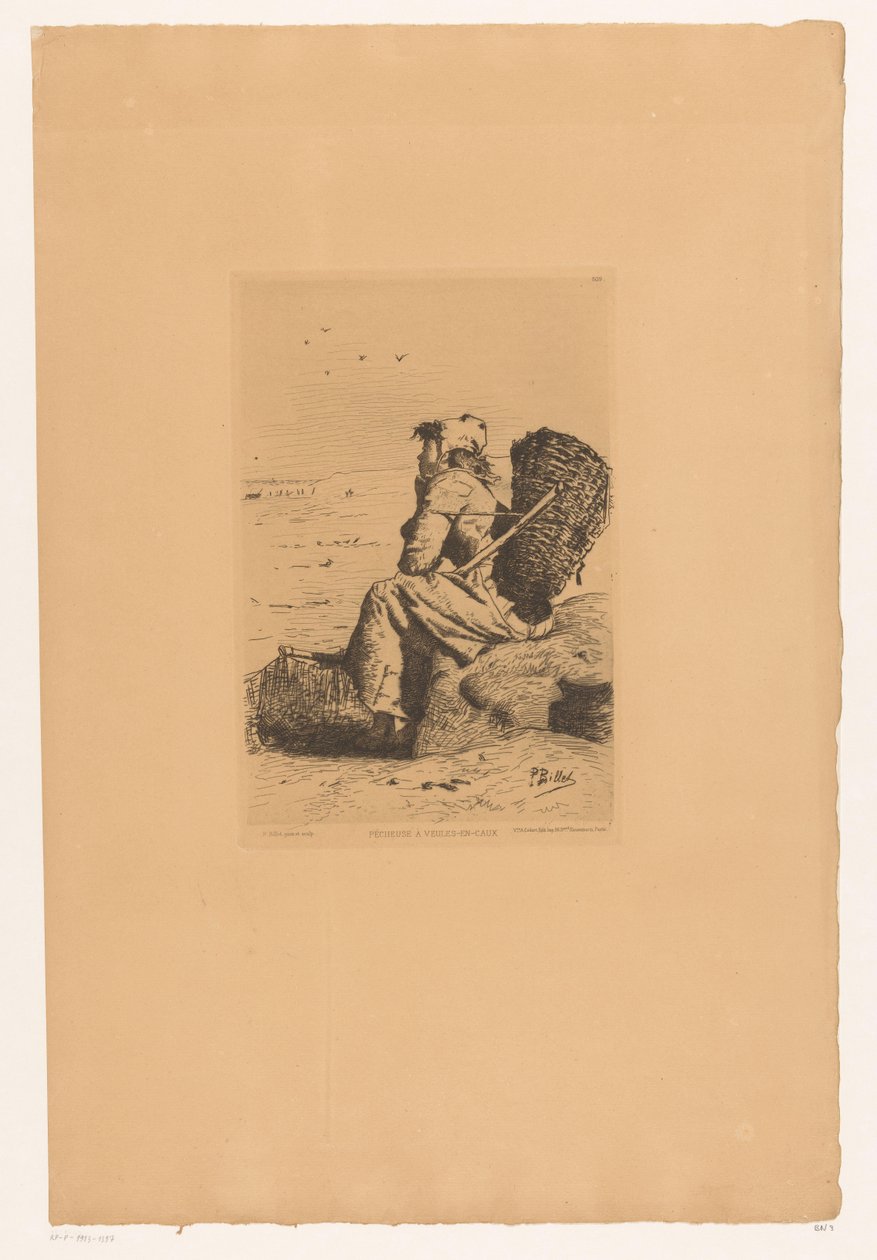 Rastende Fischerfrau an der Küste von Pierre Celestin Billet