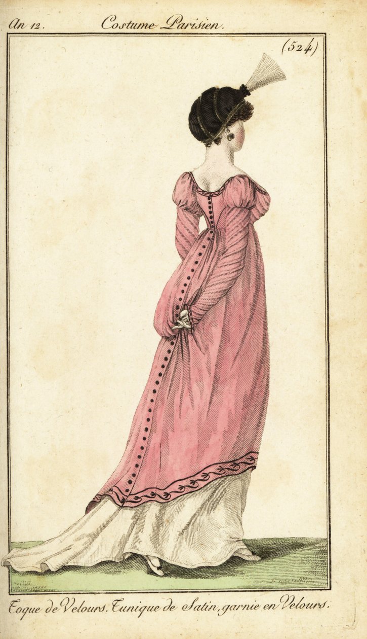 Frau in Satintunika und Samttoque, Paris von Pierre Charles Baquoy