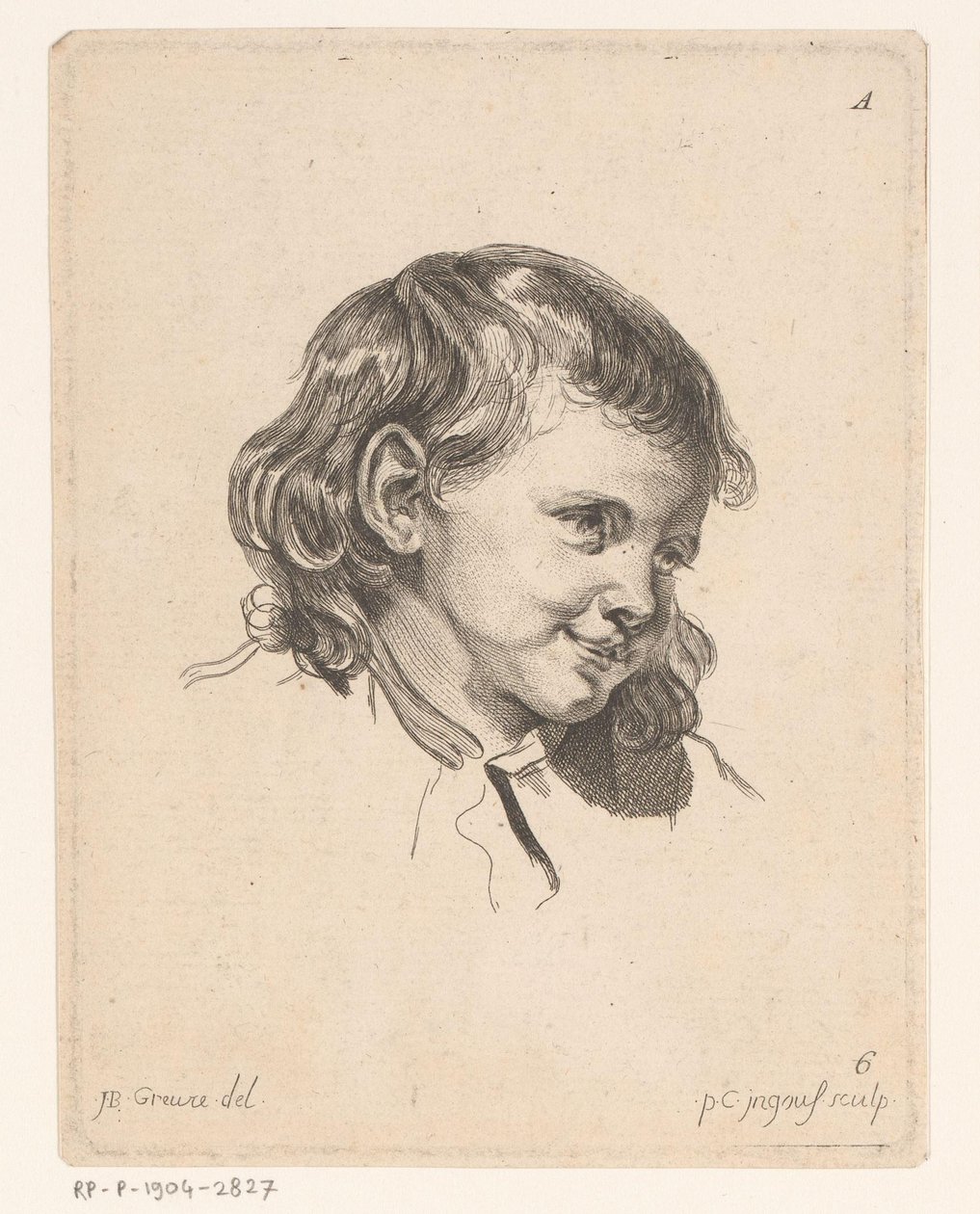 Kopf eines Kindes, nach rechts gewandt (Köpfe verschiedener Figuren, Cahier de Têtes de différens Caracteres) von Pierre Charles Ingouf